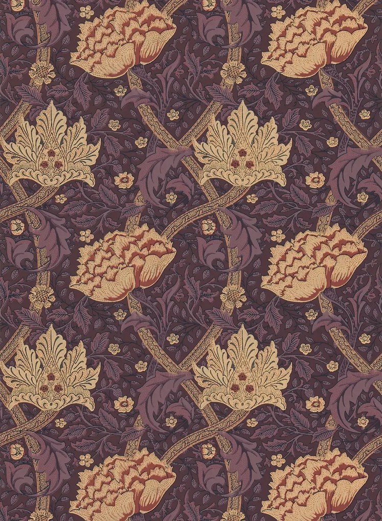 Morris & Co Carta da parati Windrush - Aubergine/ Wine
