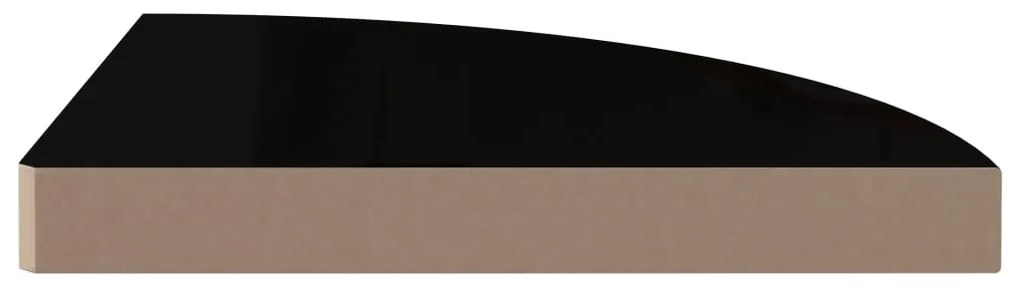 Scaffali angolari a parete 2 pz nero lucido 35x35x3,8 cm mdf