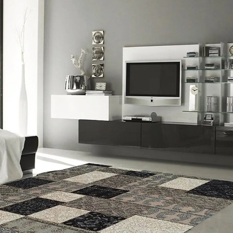 Tappeto Modern kilim in acrilico grigio L 230 x L 160 cm