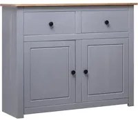 Credenza Grigia 93x40x80 cm in Legno Massello di Pino Panama 282698