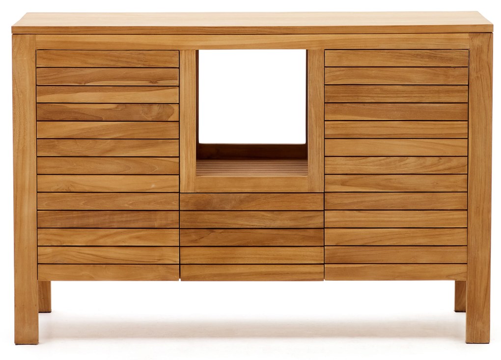 Kave Home - Mobile da bagno Kenta legno massiccio di teak finitura naturale 120 x 45 cm