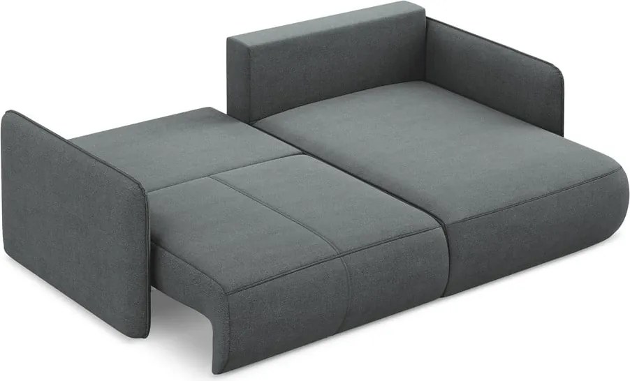 Divano angolare grigio allungabile/con contenitore (con penisola a destra) Nanea – Makamii