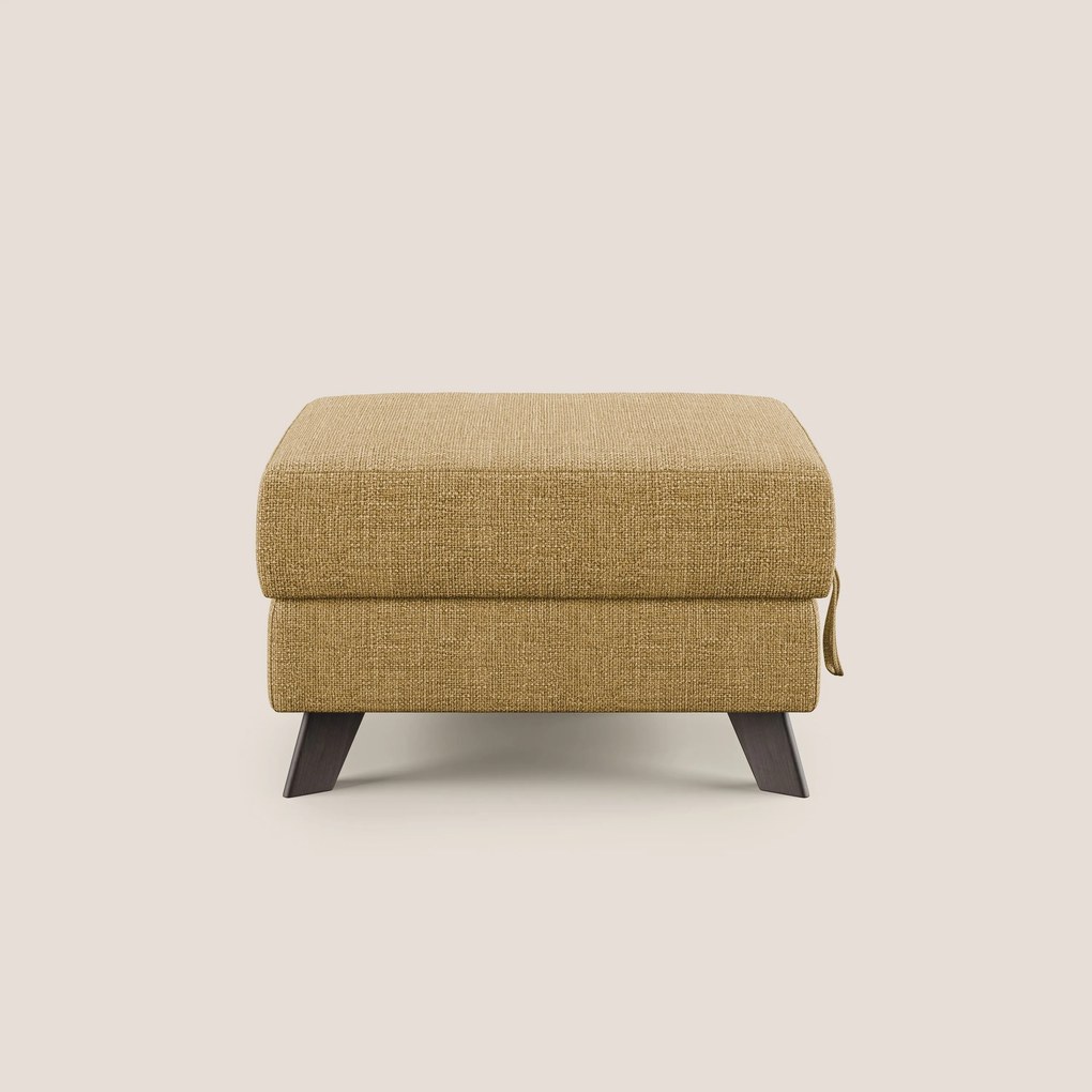 Moon Pouf contenitore e piedini alti in tessuto morbido ad intreccio soft-touch impermeabile T06 giallo