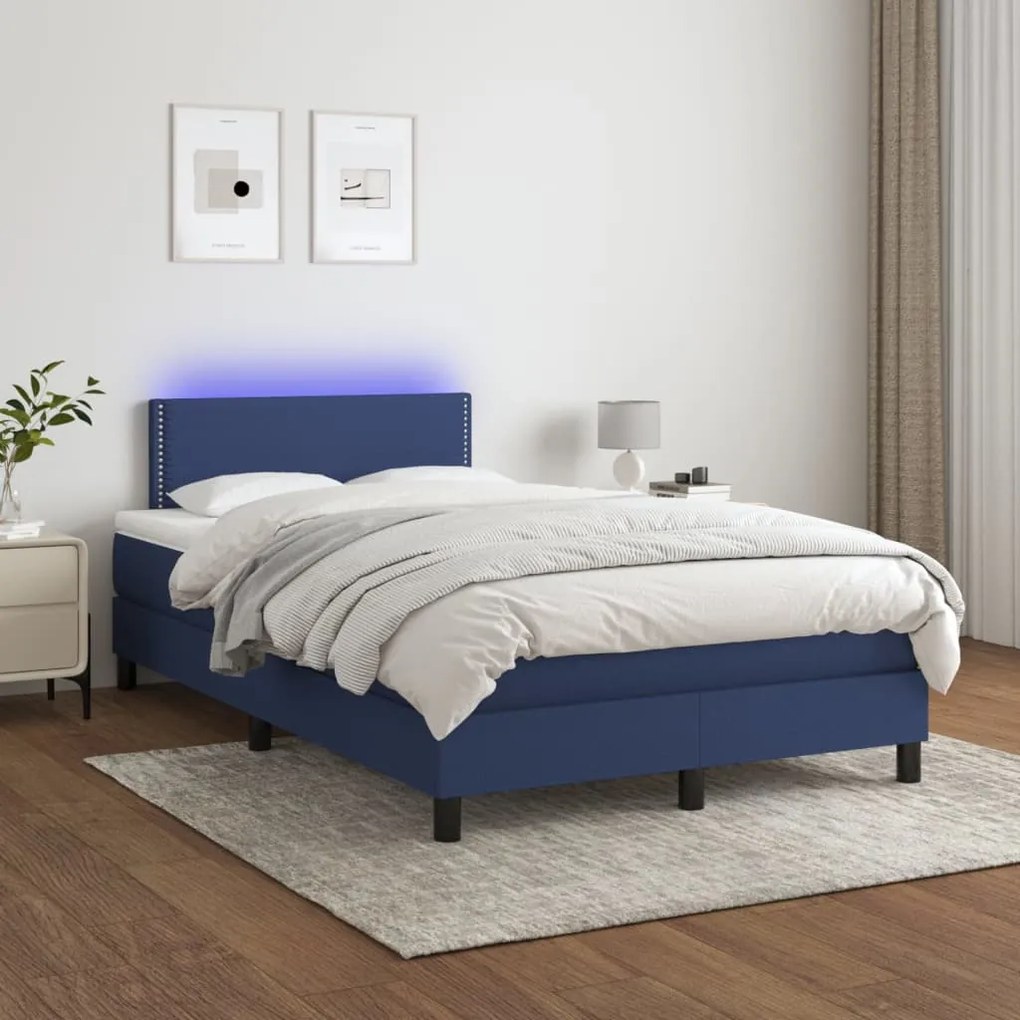 Letto A Molle Con Materasso E Led Blu 120x200cm İn Tessuto /