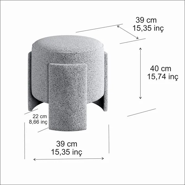 Pouf ROCKET Ø 39 cm grigio
