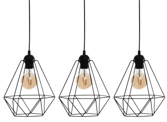 Lampada a sospensione BASKET 3xE27/60W/230V nero