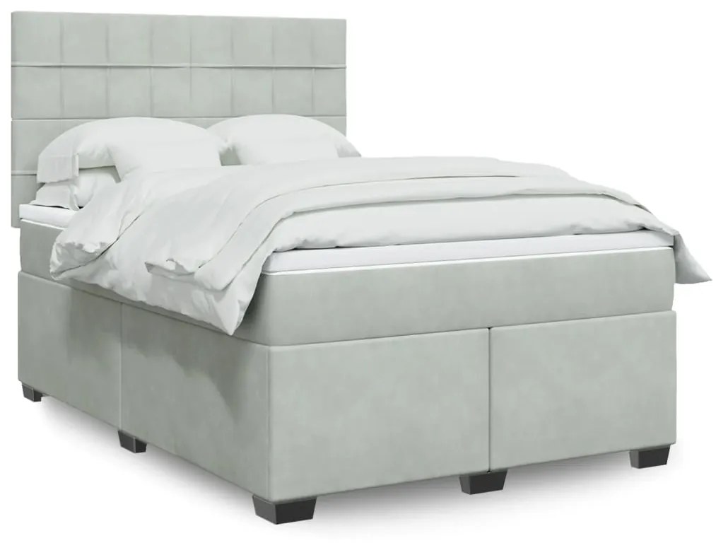 Giroletto a molle con materasso grigio chiaro 140x200cm velluto