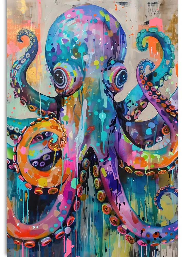 Quadro su tela – Polpo con imitazione di pittura