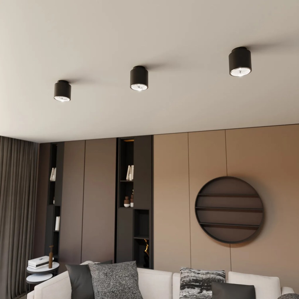 Plafoniera Moderna 1 Luce Faretto Ptah In Acciaio Nero