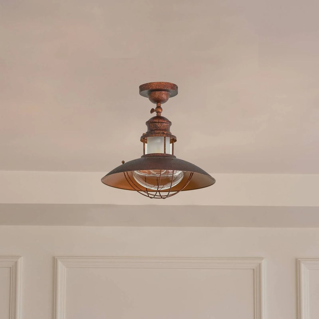 Plafoniera soffitto Louisanne Lindby, dimmerabile, Marrone / Ruggine, Cucina, Metallo, Marittimo, Plafoniera