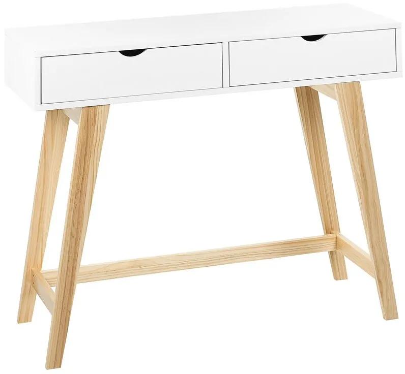Tavolino consolle bianco e legno chiaro 101 x 36 cm SULLY Beliani