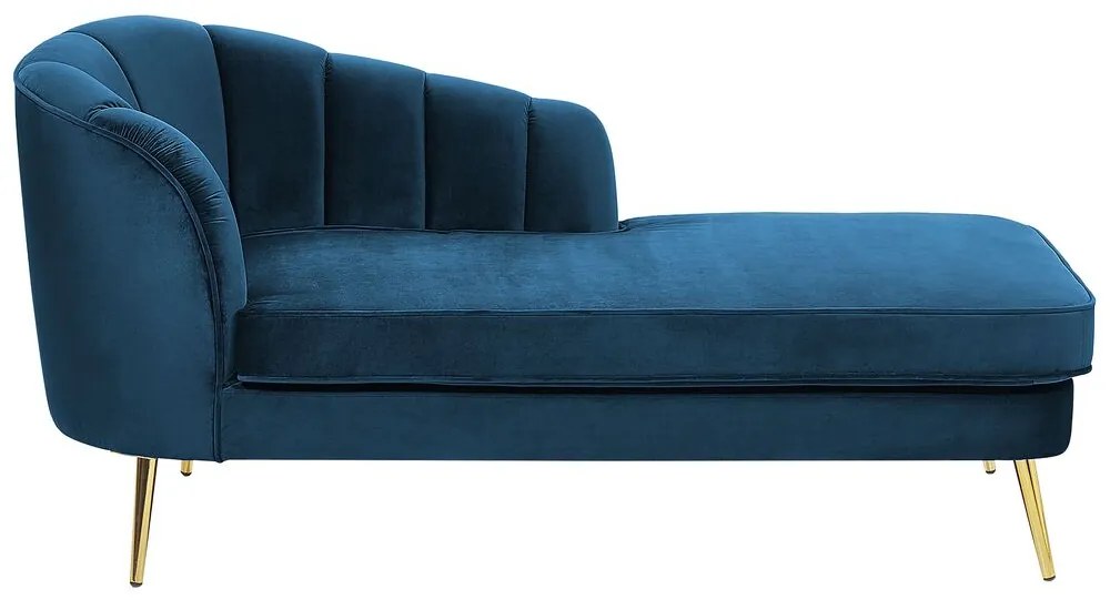 Chaise longue velluto blu marino sinistra ALLIER Beliani