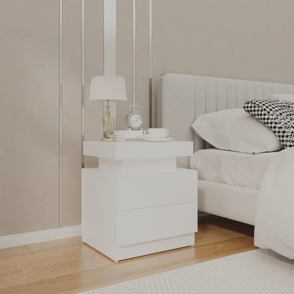 Comodino Bianco 45x35x52 Cm İn Legno Multistrato /