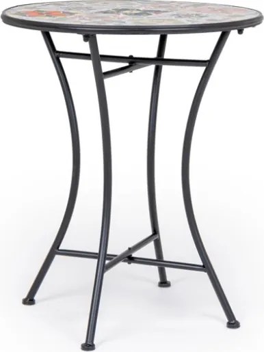 Set da giardino in ferro tavolo bistrot e sedie pieghevoli con maioliche Paloma Bizzotto