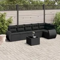 Set Divani da Giardino con Cuscini 7pz Nero Polyrattan 3253732