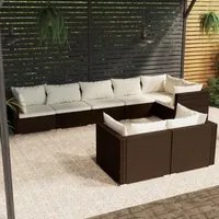 Set Divani da Giardino 8 pz con Cuscini in Polyrattan Marrone cod mxl 40854