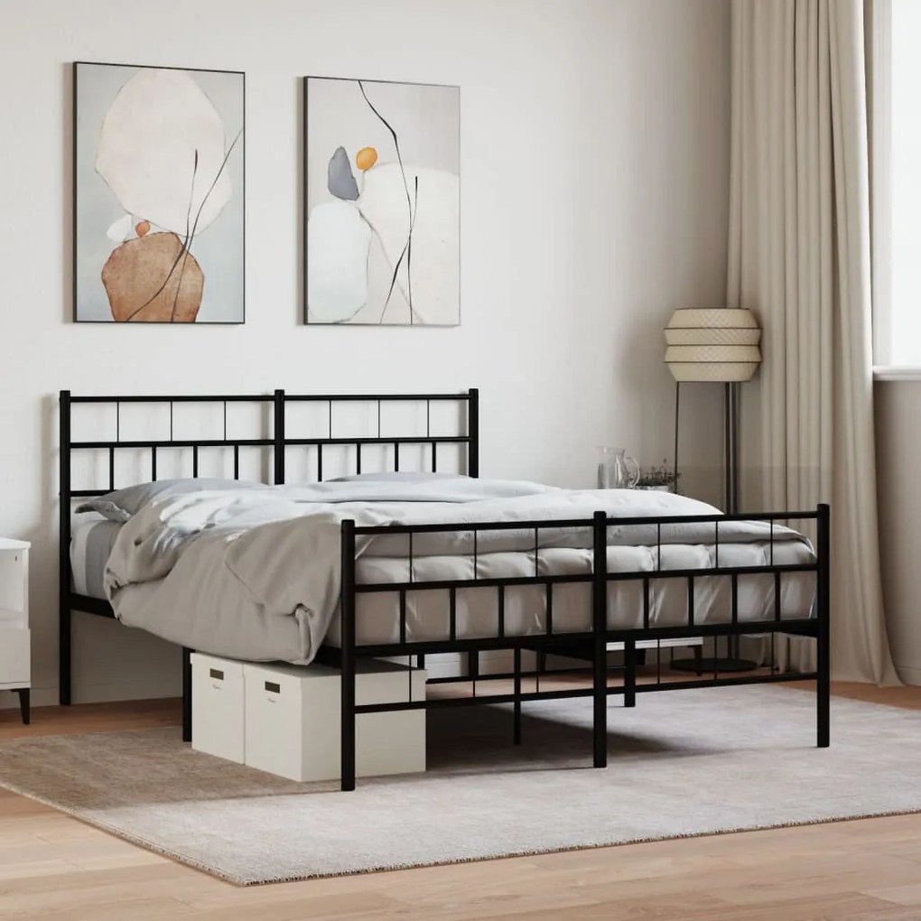 Giroletto Senza Materaso Con Pediera İn Metallo Nero 160x200 Cm /