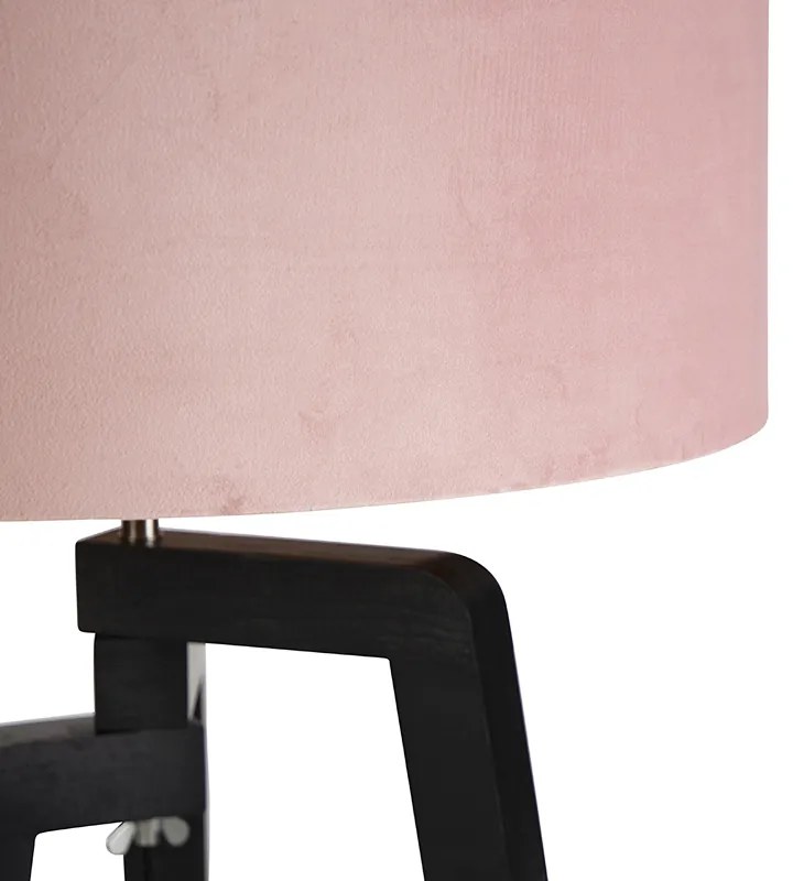 Lampada da terra a treppiede nera con paralume rosa e oro 50 cm - Puros