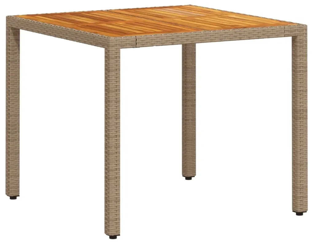 Set pranzo da giardino 5 pz con cuscini beige polyrattan acacia