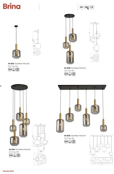 Redo 01-3213 - Lampadario a sospensione con filo BRINA 1xE27/23W/230V