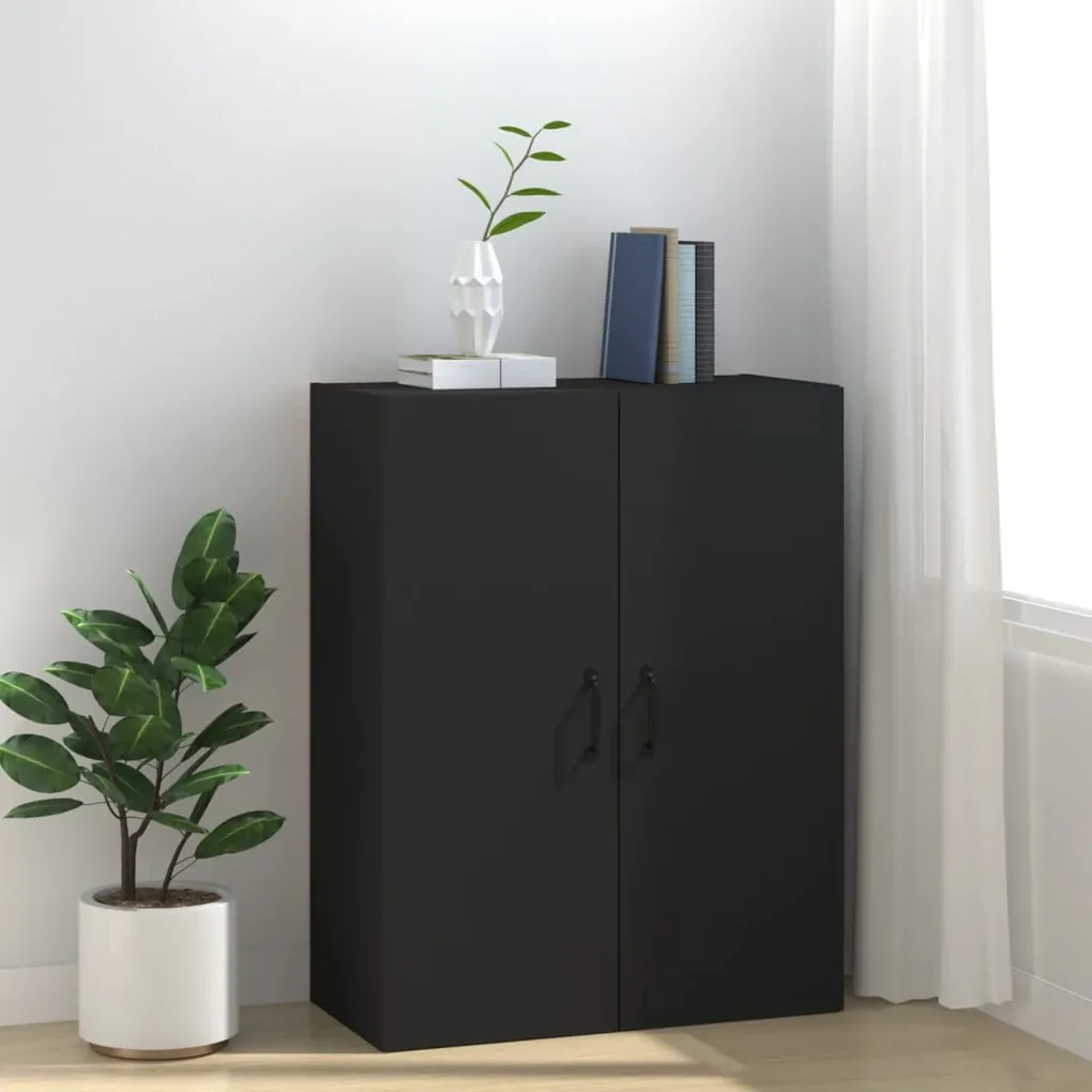 Mobile pensile nero 69,5x34x90 cm in legno multistrato