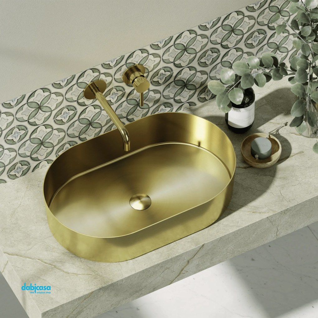 Lavabo D'Appoggio "Jupiter" 55x35 Cm Finitura Oro