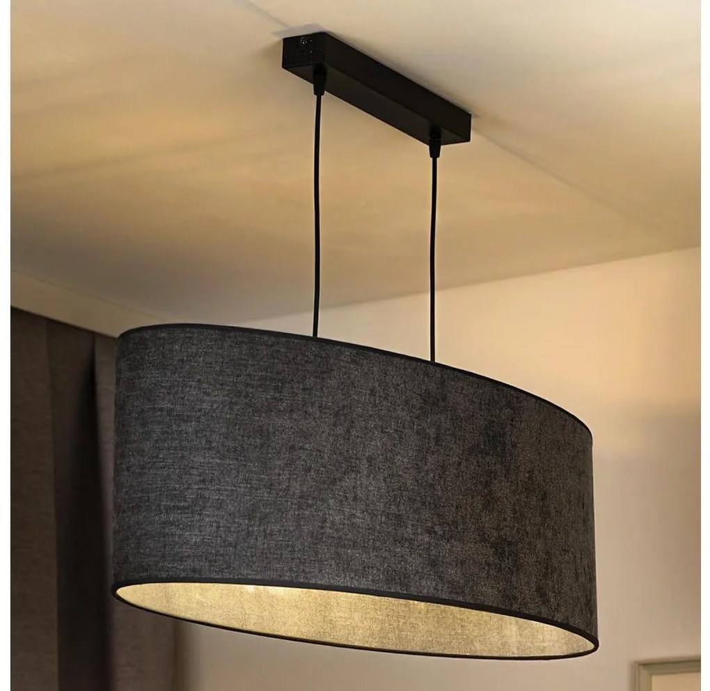 Duolla - Lampadario a sospensione con filo OVAL 2xE27/15W/230V grigio