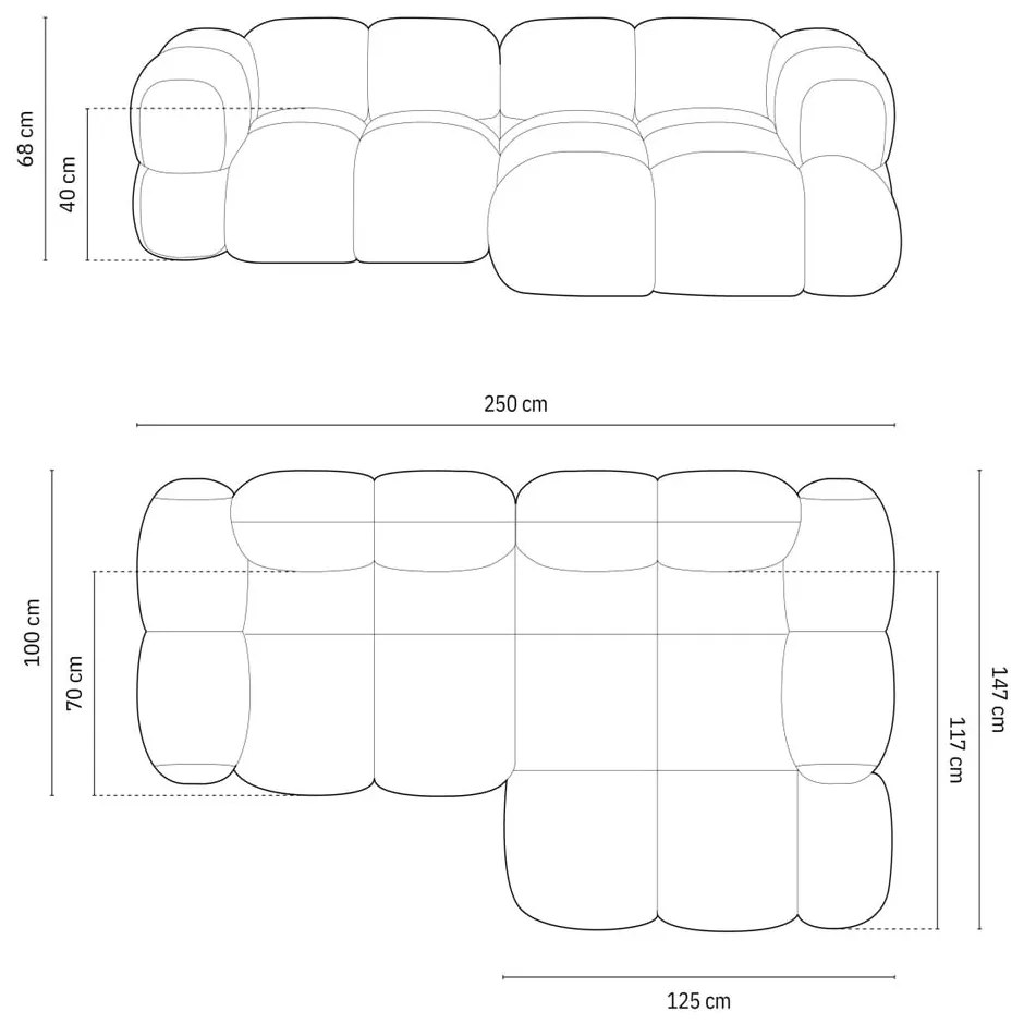 Divano angolare azzurro (con penisola a destra/con chaise lounge) Loretto – Cosmopolitan Design