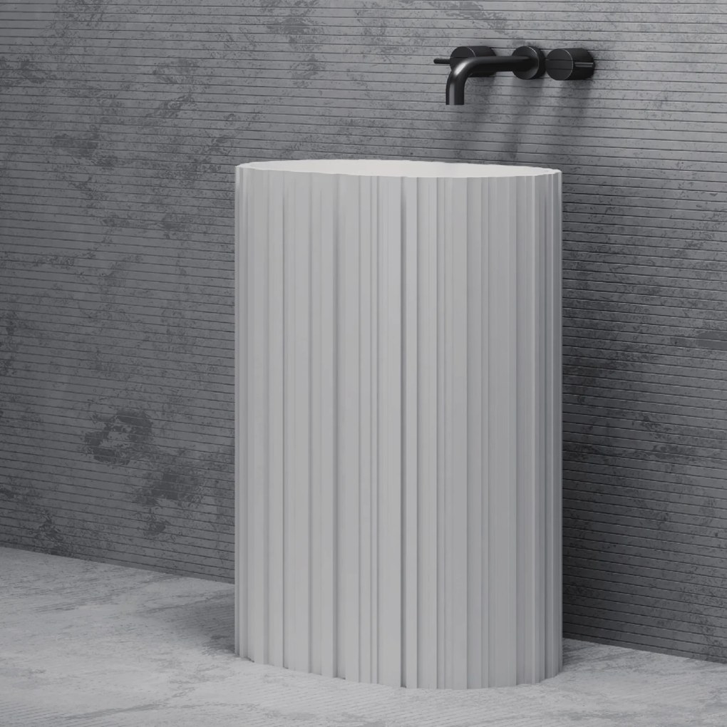 Lavabo Freestanding Con Scarico a Terra 58x38 Cm Rubicer "In" Bianco Opaco