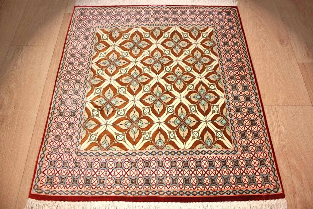 Ghom Tappeto 90x80 (Iran) Annodato A Mano