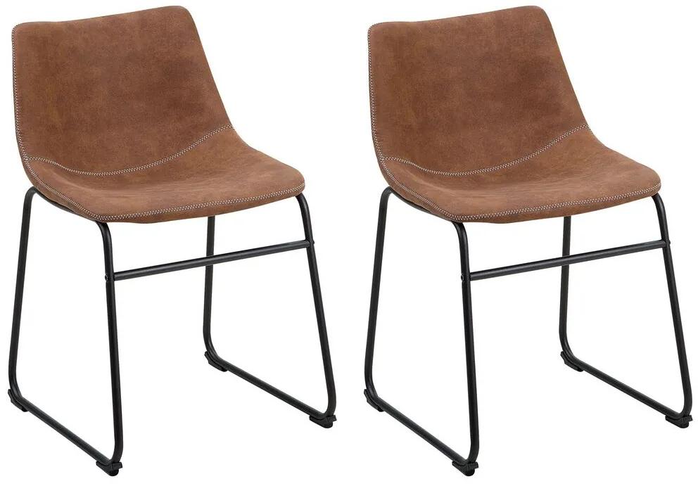 Set di 2 sedie tessuto marrone BATAVIA Beliani