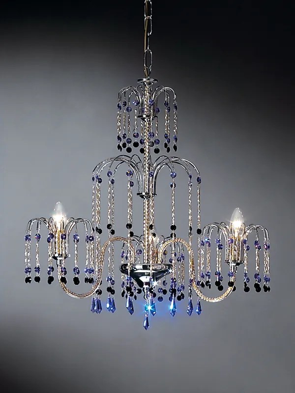 3-light chandelier chrome and crystal - 406/3-Royal Crystal - Arredoluce Cromo