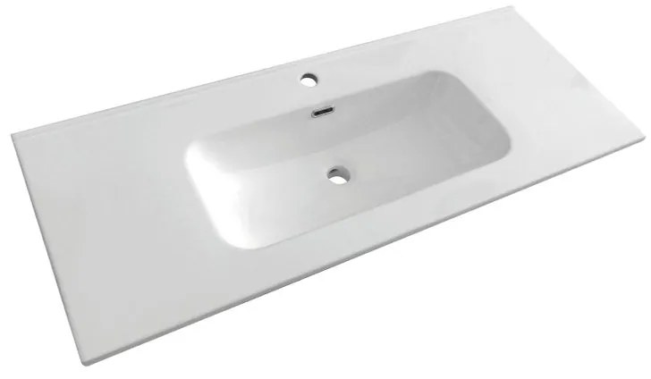 Lavabo a incasso rettangolare L 121 x H 17.5 x P 47 cm in ceramica bianco lucido