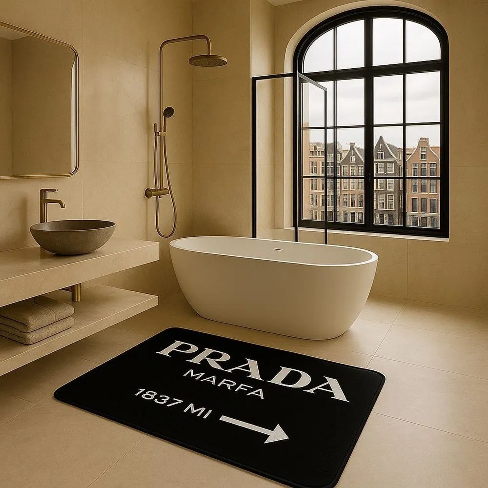 Tappetino per il bagno nero in velluto 60x100 cm Prada – Mila Home