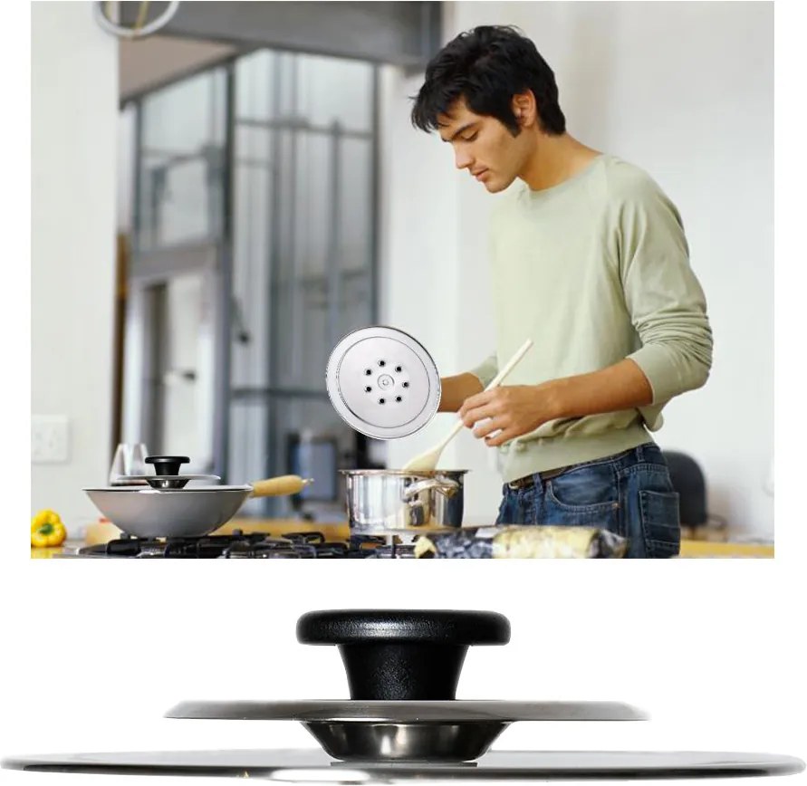 Coperchio Magico Antiodore Ø22 cm Ventur Magic in Acciaio Inox Pomolo Nero...