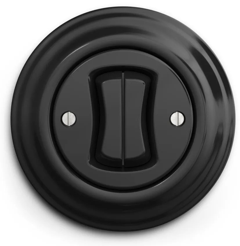 Kliklap - Interruttore da scala doppio in stile retrò con cornice n. 6+6, nero