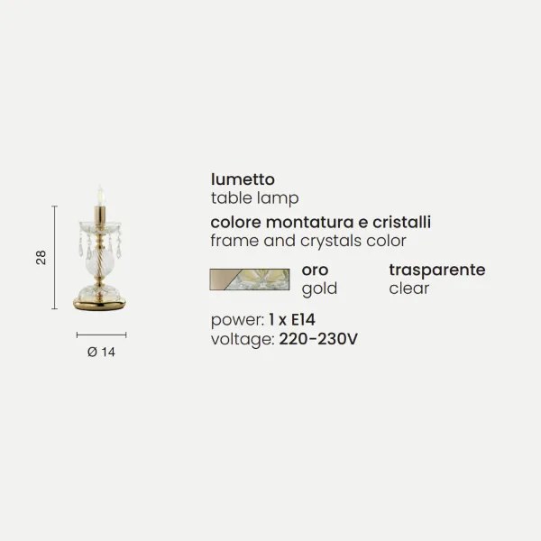 Lampada da tavolo MARIATERESA in vetro liscio lavorato a mano