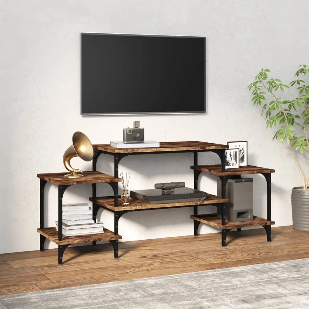 Mobile Porta Tv Rovere Fumo 117x35x52 Cm İn Legno Multistrato /