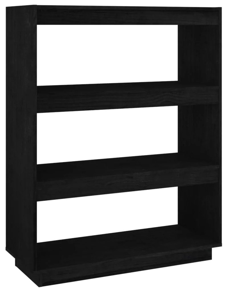 Libreria/Divisorio Nero 80x35x103 cm in Legno Massello di Pino