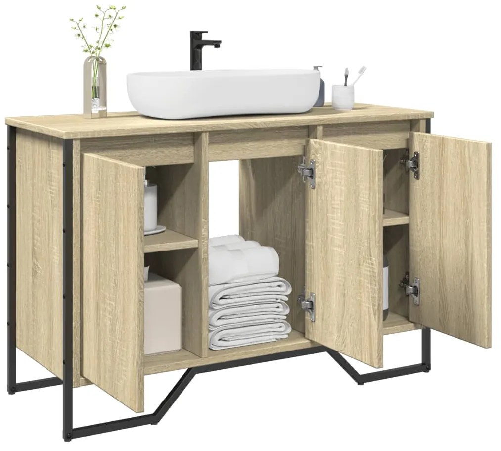 Mobile Lavabo Bagno Rovere Sonoma 91x35x60 Cm İn Truciolato /