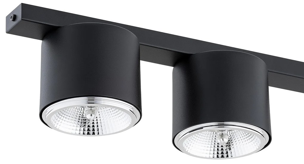 Plafoniera Moderna 4 Luci Faretti Ptah In Acciaio Nero
