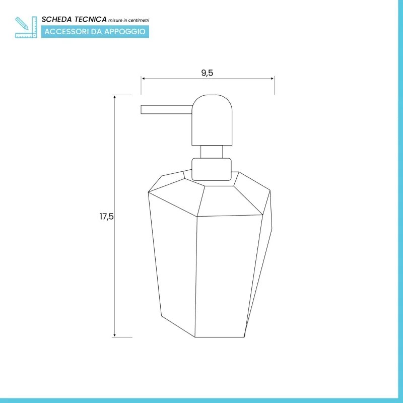 Dispenser Sapone Grigio Trasparente in Plastica ABS Diamante