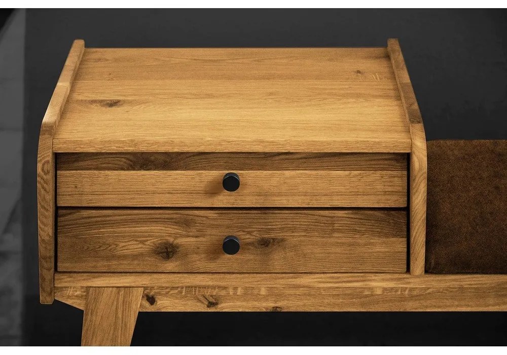 Panca con cassetti in legno di quercia con seduta arancione Retro - The Beds