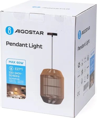 Aigostar - Lampadario a sospensione con filo 1xE27/60W/230V beige