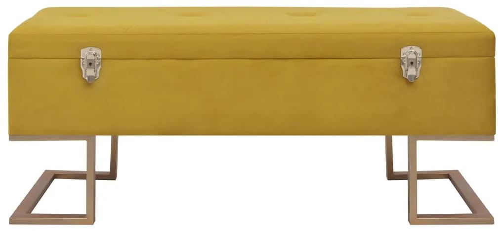 Panca con vano portaoggetti 105 cm senape in velluto