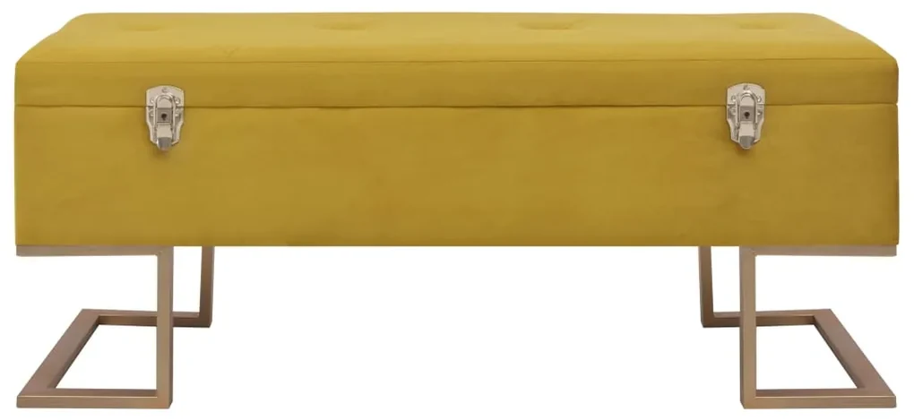 Panca con vano portaoggetti 105 cm senape in velluto