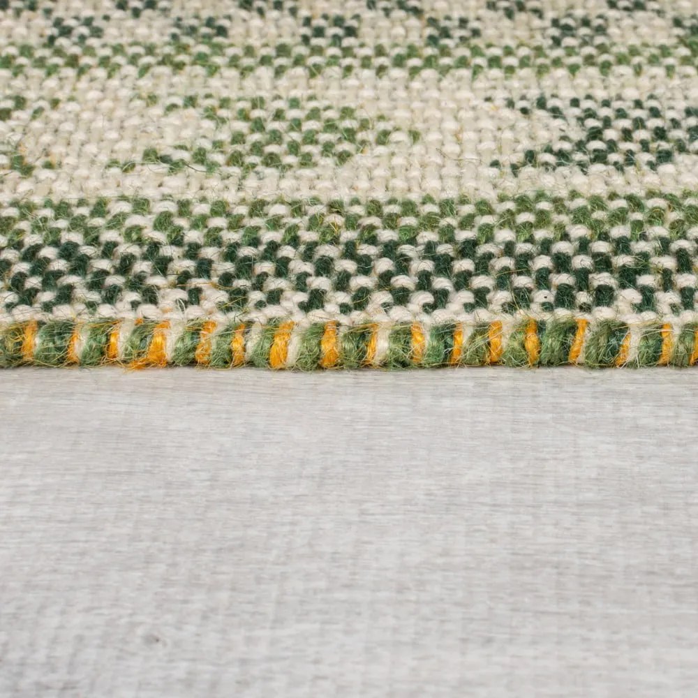 Tappeto verde in misto iuta 200x290 cm Mara Jute Border – Flair Rugs