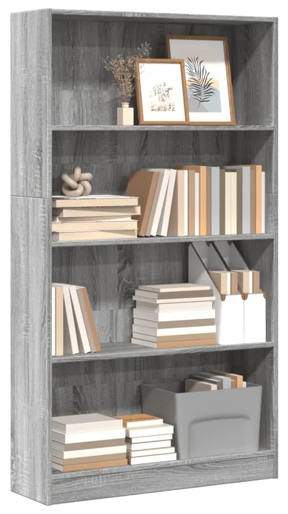 Libreria grigio sonoma 80x24x143 cm in legno multistrato