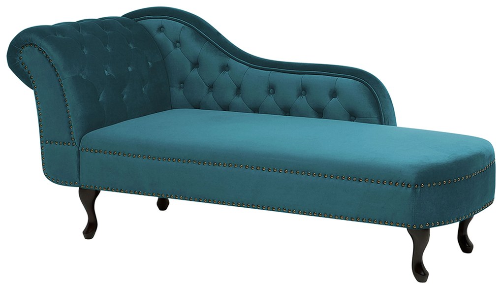Chaise longue sinistra in velluto verde acqua NIMES Beliani