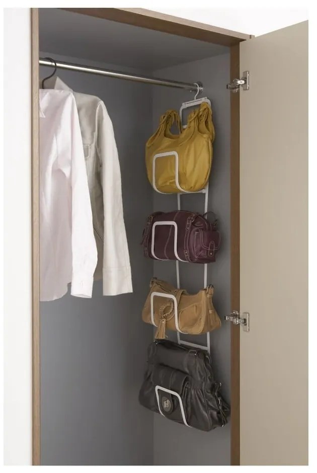 Portaborse bianco con gancio per porta e 4 ganci Sapporo - YAMAZAKI